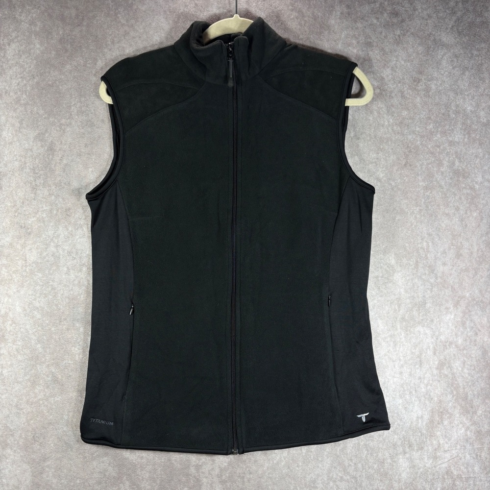 Columbia Vest Womens L Black Titanium Full Zip Fleece‎ Outdoor Hiking Gorpcore
